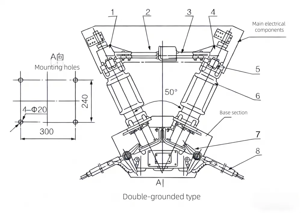 40.5KV Outdoor Disconnecting Switch Dimensions Diagram